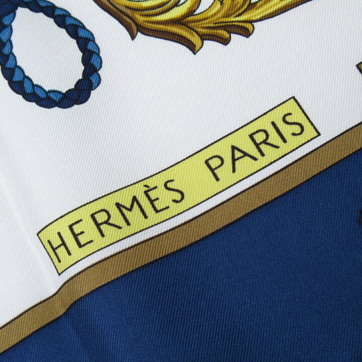楽天市場】エルメス HERMES スカーフ カレ90 シルク ブルー/ホワイト  