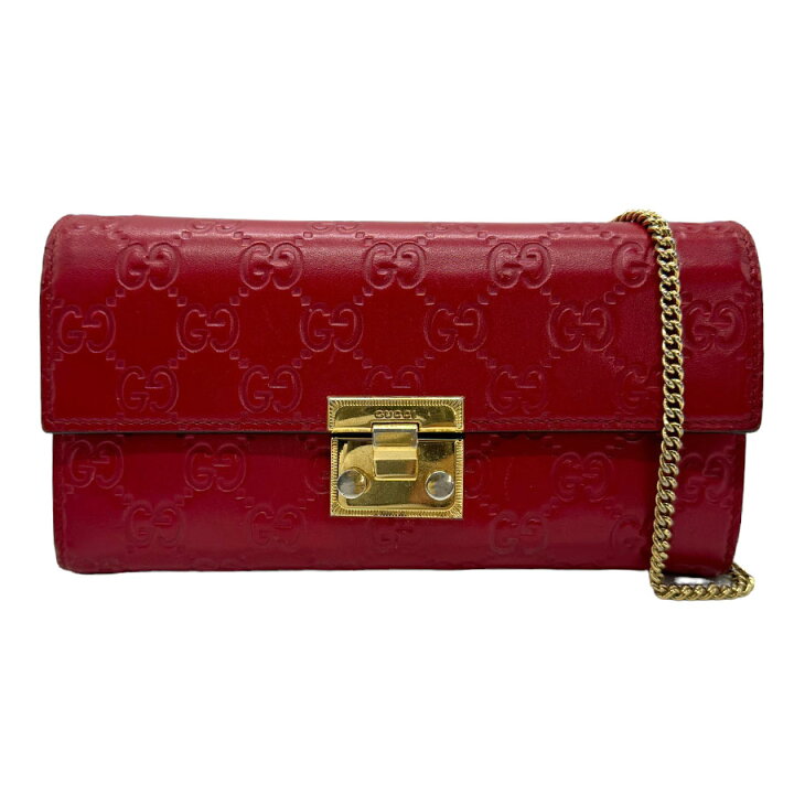 楽天市場】グッチ GUCCI 長財布 チェーンウォレット レザー レッド 