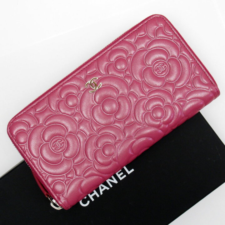 楽天市場】シャネル CHANEL ラウンドファスナー長財布 カメリア レザー  