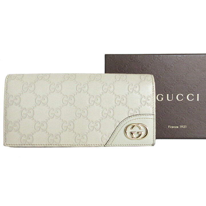 楽天市場】グッチ GUCCI 二つ折り長財布 グッチシマ レザー アイボリー 