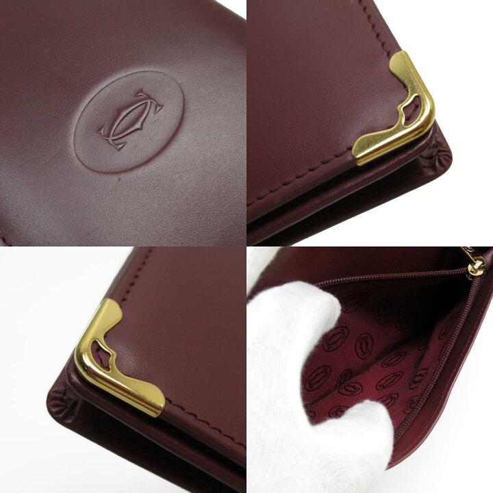 楽天市場】カルティエ CARTIER 二つ折り長財布 レザー バーガンディ 