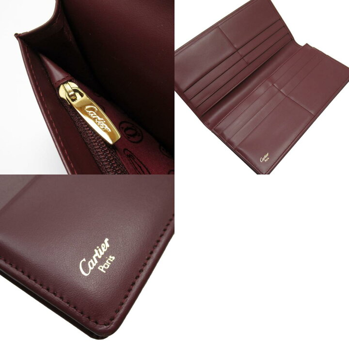 楽天市場】カルティエ CARTIER 二つ折り長財布 レザー バーガンディ 
