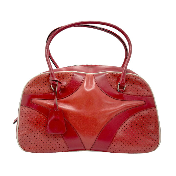 楽天市場】プラダ PRADA ハンドバッグ レザー レッド シルバー 