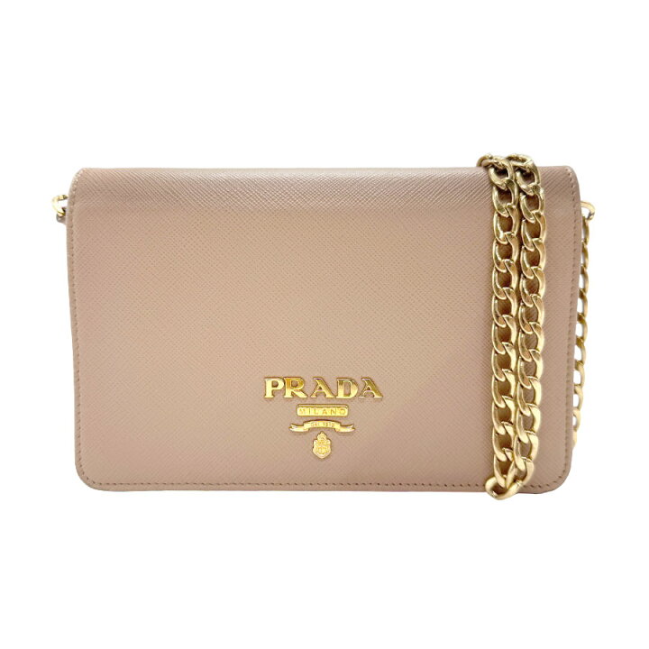 楽天市場】プラダ PRADA チェーンウォレット レザー ベージュ 