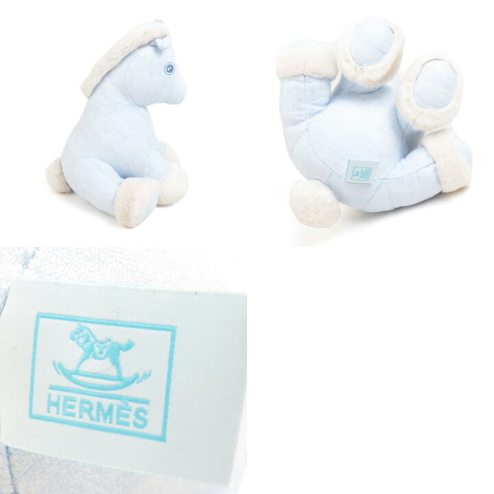 楽天市場】エルメス HERMES ぬいぐるみ リネン ライトブルー/オフ  