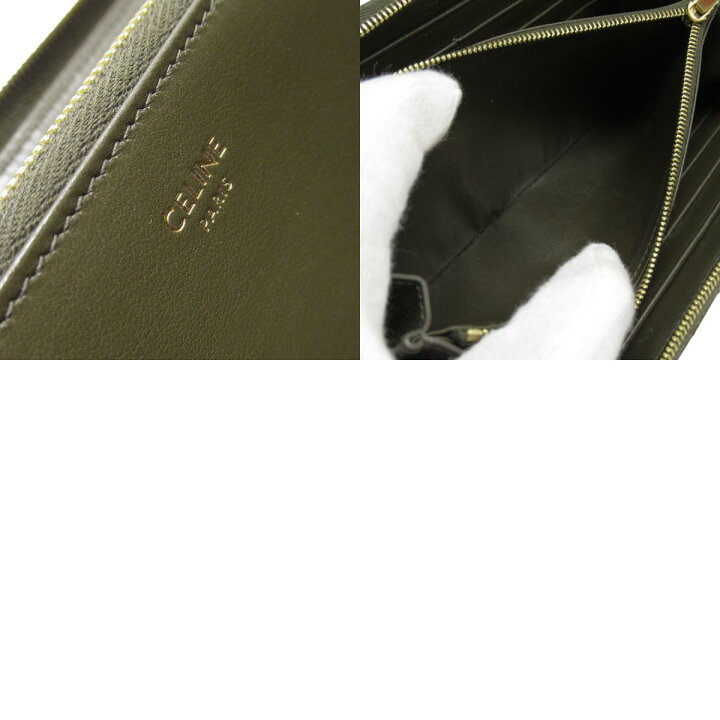 楽天市場】セリーヌ CELINE ラウンドファスナー長財布 レザー カーキ 