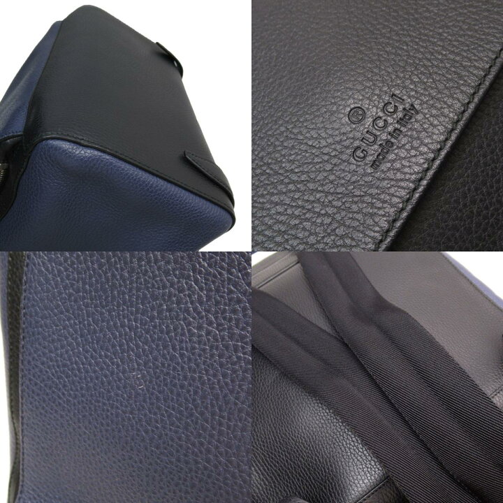 楽天市場】グッチ GUCCI リュック レザー ブラック×ブルー メンズ 