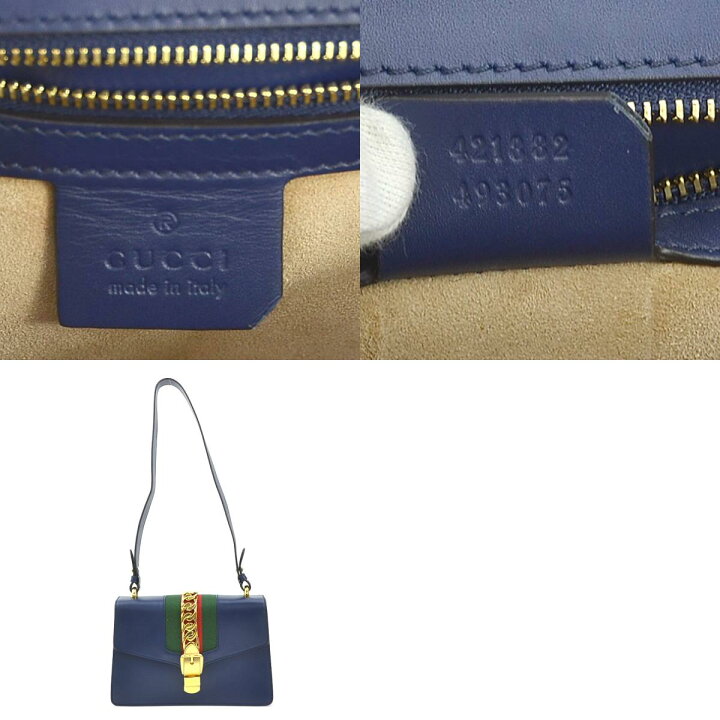 楽天市場】グッチ GUCCI ショルダーバッグ シルヴィ レザー ネイビー 