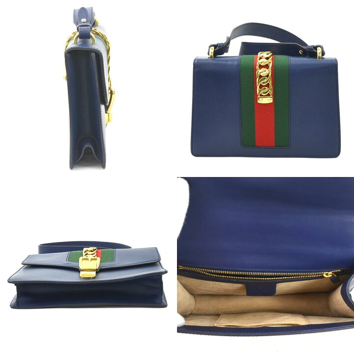 楽天市場】グッチ GUCCI ショルダーバッグ シルヴィ レザー ネイビー  