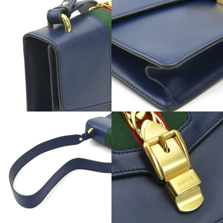 楽天市場】グッチ GUCCI ショルダーバッグ シルヴィ レザー ネイビー  