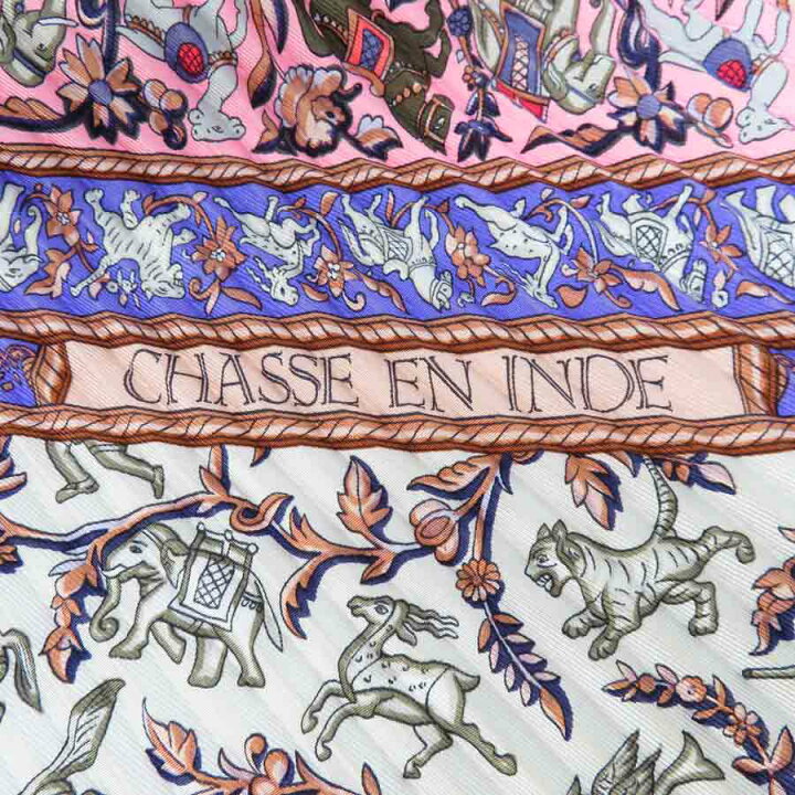 楽天市場】エルメス HERMES スカーフ プリーツスカーフ CHASSE EN INDE 
