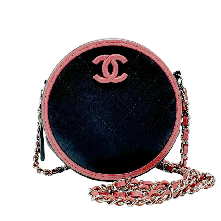 楽天市場】シャネル CHANEL ショルダーバッグ レザー ネイビー×ピンク 