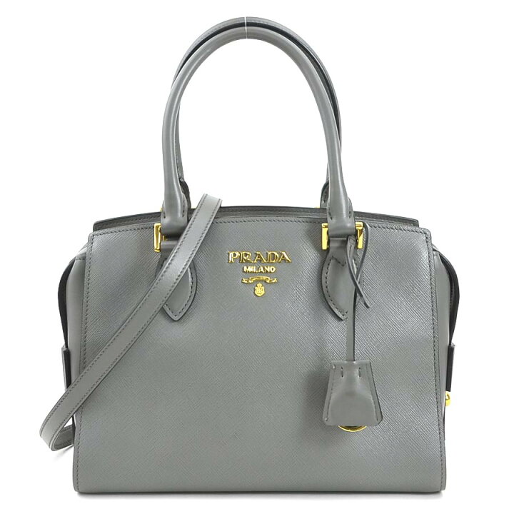 楽天市場】プラダ PRADA ハンドバッグ ショルダーバッグ レザー グレー  
