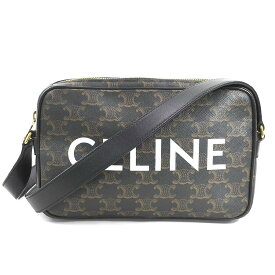 セリーヌ CELINE ショルダーバッグ トリオンフ ミディアム メッセンジャーバッグ PVCコーティングキャンバス ブラック ユニセックス 194502 送料無料【中古】 90027k