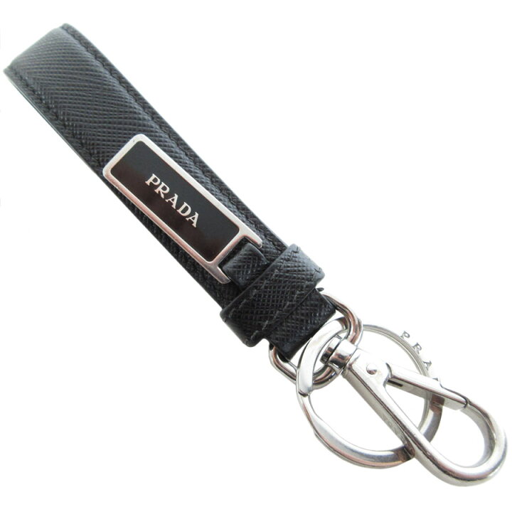 楽天市場】プラダ PRADA チャーム キーリング レザー/メタル ブラック  