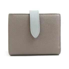 セリーヌ CELINE 二つ折り財布 レザー グレージュ×ブルーグレー レディース 送料無料【中古】 55988g