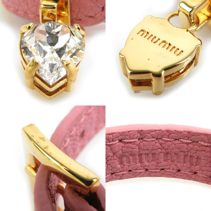 楽天市場】ミュウミュウ MIUMIU ブレスレット レザー/メタル ピンク 