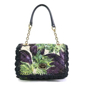 ドルチェアンドガッバーナ DOLCE&GABBANA ショルダーバッグ キャンバス/ラフィア パープル/グリーン/ブラック ゴールド レディース 送料無料【中古】 e60551g