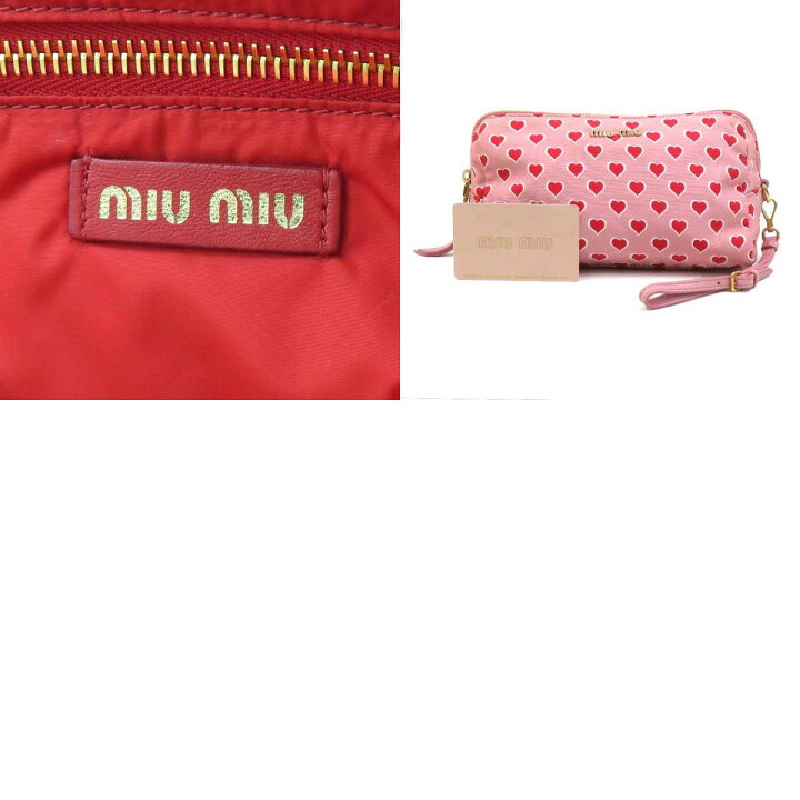 楽天市場】ミュウミュウ MIUMIU ポーチ ナイロンキャンバス ピンク  