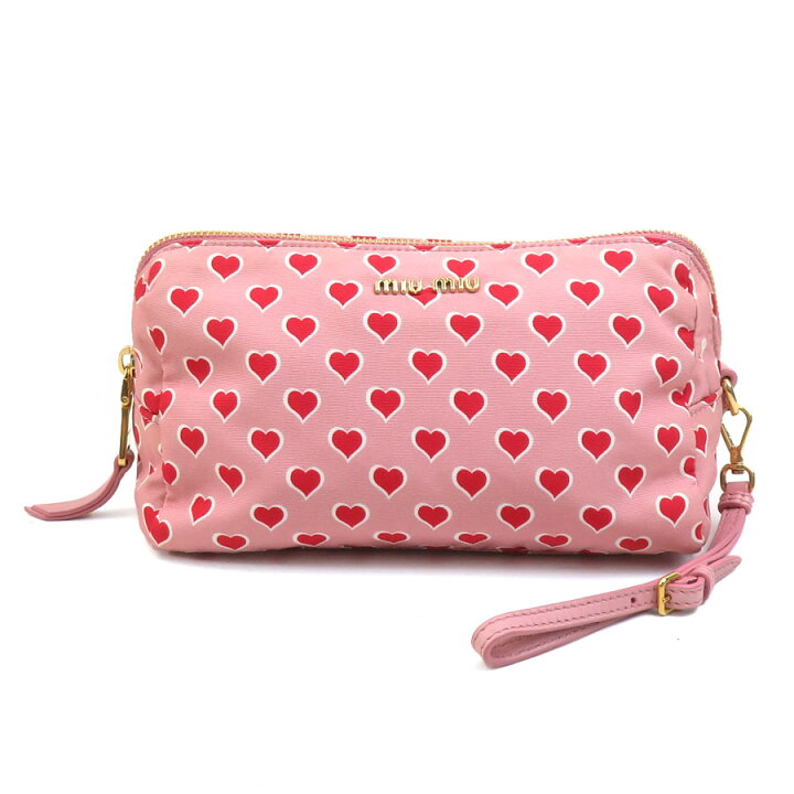 楽天市場】ミュウミュウ MIUMIU ポーチ ナイロンキャンバス ピンク  