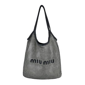 ミュウミュウ MIUMIU ショルダーバッグ リネン/ビスコース ブラック レディース 5BG231 送料無料【中古】 z6941