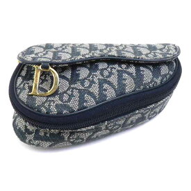 クリスチャンディオール Christian Dior ポーチ トロッター キャンバス ネイビー ゴールド レディース 送料無料【中古】 e61623k
