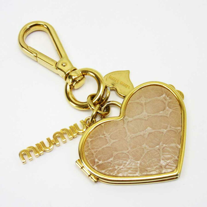 楽天市場 ミュウミュウ Miumiu キーホルダー チャーム ハート ピンクxゴールド レザーx金属素材 レディース 中古 定番人気 T ブランドバリュー