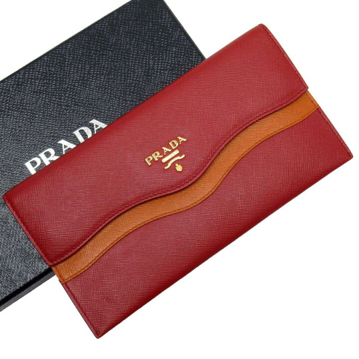 楽天市場】プラダ PRADA 長財布 ドキュメントケース レッドxオレンジx  