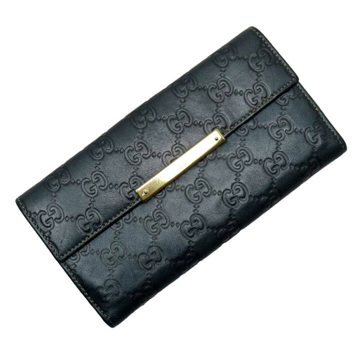 楽天市場】グッチ GUCCI Wホック二つ折り長財布 シマライン ダーク 