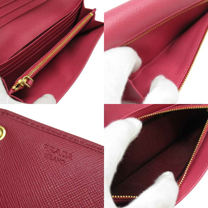 PRADA プラダ 二つ折り長財布 ピンク サフィアーノレザー 小ぎれい  