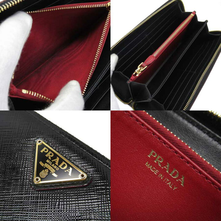 楽天市場】プラダ PRADA ラウンドファスナー長財布 三角ロゴ ブラックx 