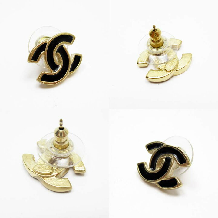 楽天市場】シャネル CHANEL ピアス ココマーク ブラックxゴールド  