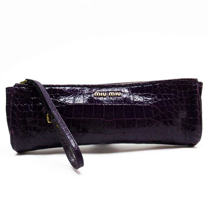 楽天市場】ミュウミュウ MIU MIU ミニクラッチバッグ パープル系x  