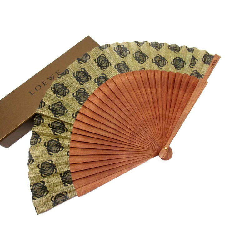 楽天市場】ロエベ LOEWE 扇子 アナグラム ブラウン系 ウッドx布 【中古  
