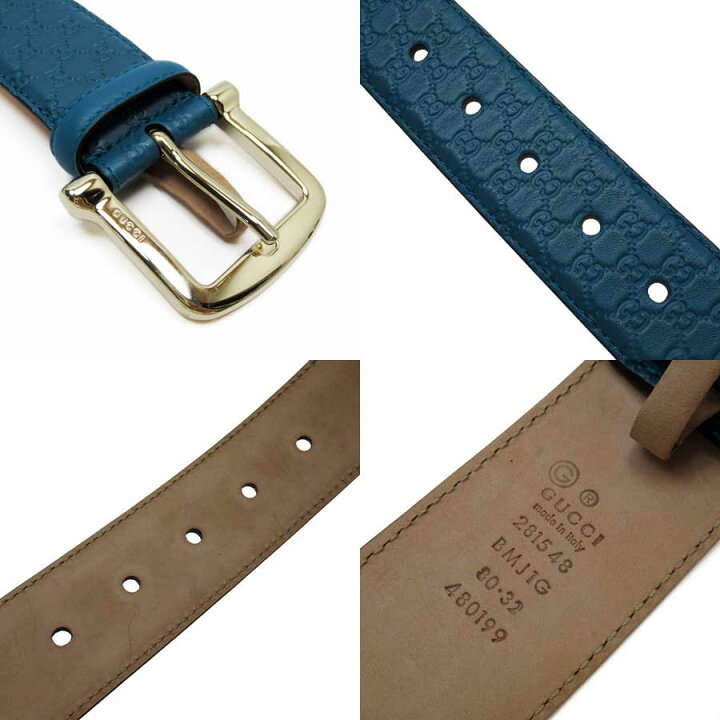 楽天市場】グッチ GUCCI ベルト（80/32） マイクログッチシマ ブルー系 