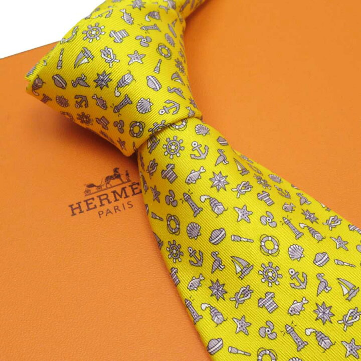 楽天市場】【美品】エルメス HERMES ネクタイ イエロー系 シルク100 