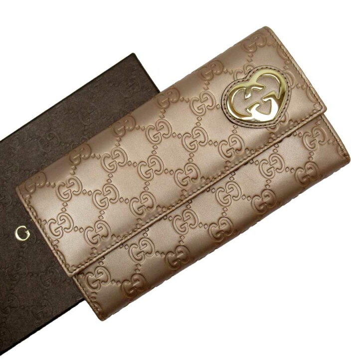 楽天市場】グッチ GUCCI 長財布 GGシマ ピンク系メタリックxゴールド 