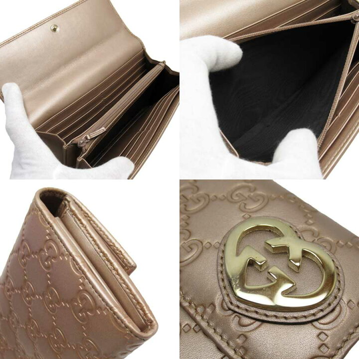 楽天市場】グッチ GUCCI 長財布 GGシマ ピンク系メタリックxゴールド 