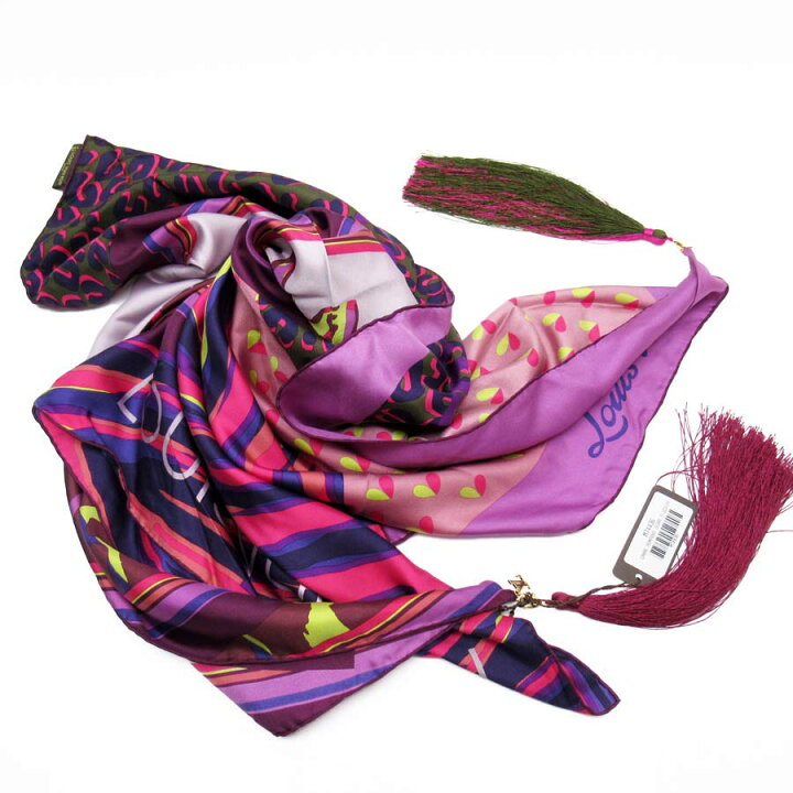 楽天市場】ルイヴィトン Louis Vuitton スカーフ パープル系xマルチ  