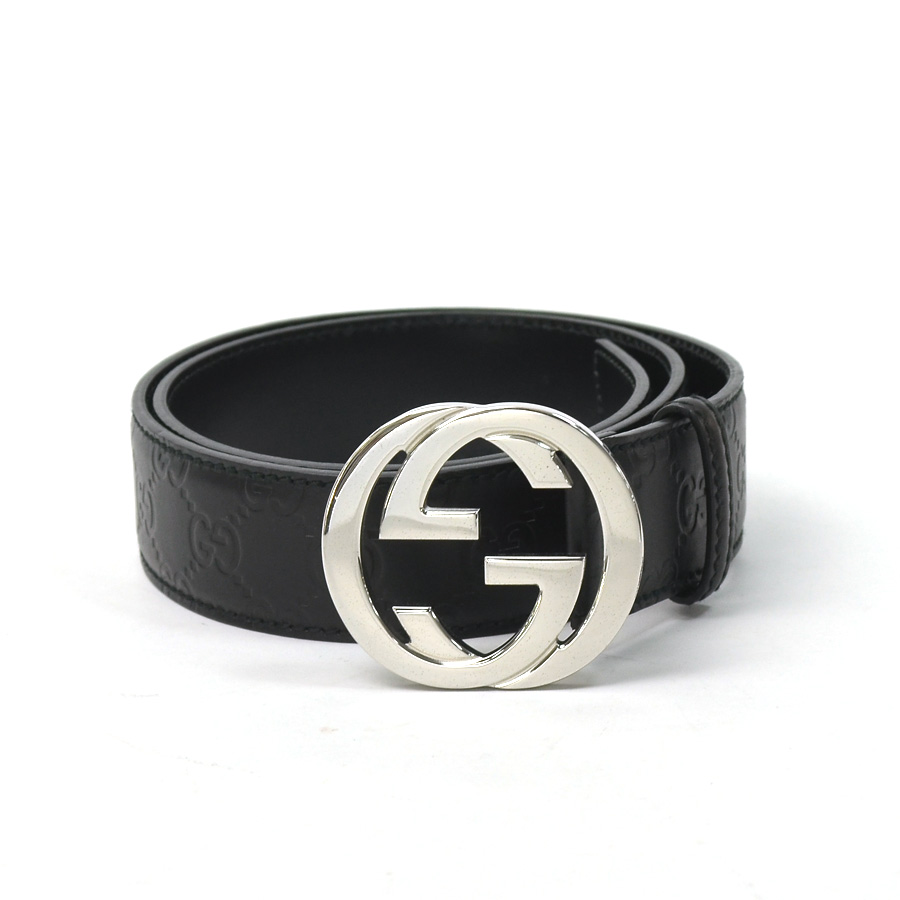 BrandValue: Gucci GUCCI belt Gucci sima interlocking grip G black x silver Gucci sima leather x ...