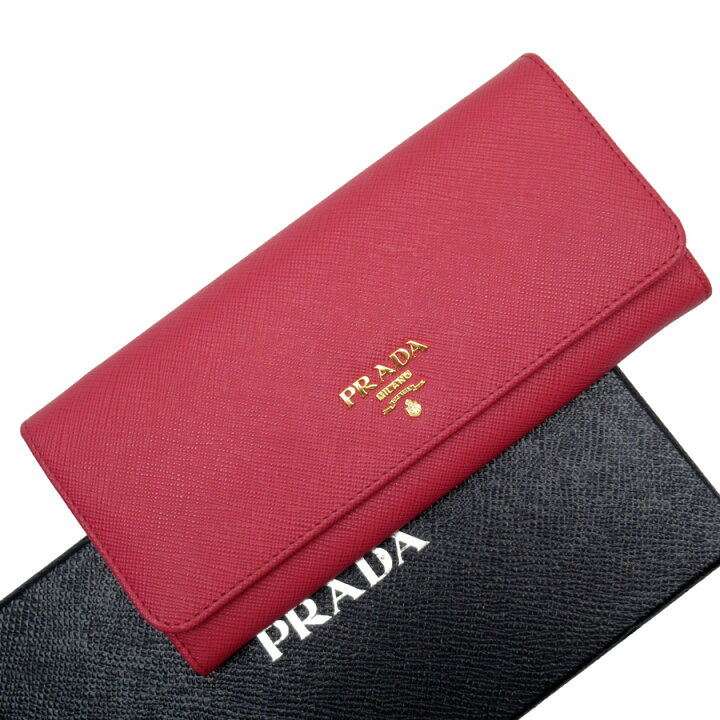 楽天市場】プラダ PRADA 二つ折り長財布 ピンクxゴールド サフィアーノ  
