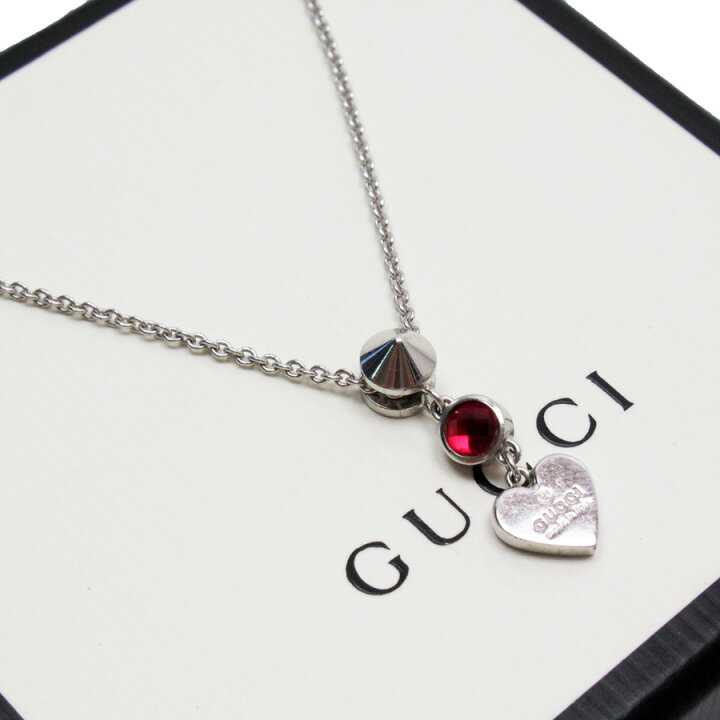 楽天市場】グッチ GUCCI ネックレス シルバーxレッド 925xストーン 