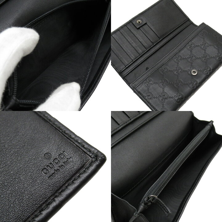 楽天市場】グッチ GUCCI 二つ折り長財布 グッチシマ ブラックxシルバー  