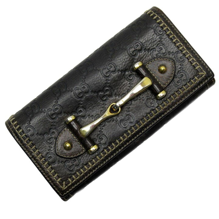 楽天市場】グッチ GUCCI 二つ折り長財布 シマ ダークブラウン系x  