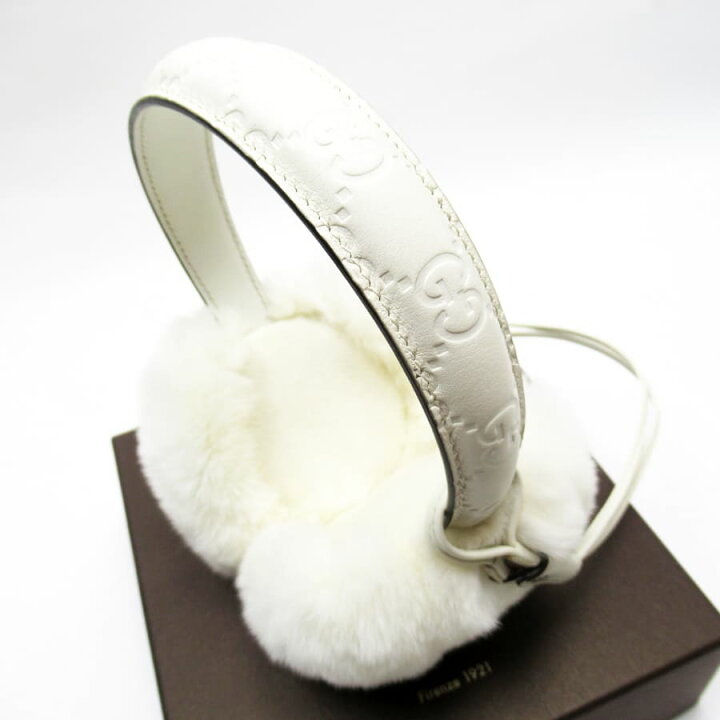 楽天市場】グッチ GUCCI イヤーマフ 耳あて シマ ホワイト系 ラビット  