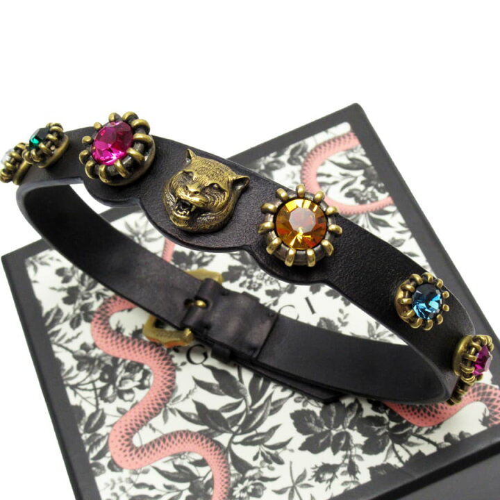 楽天市場】グッチ GUCCI チョーカー タイガーヘッド ブラックxゴールド  