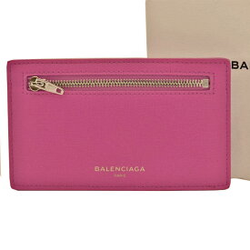 【新品同様】バレンシアガ BALENCIAGA カードケース パープル系ピンクxシルバー レザーx金属素材 コインケース 名刺入れ レディース 【中古】 - k9166