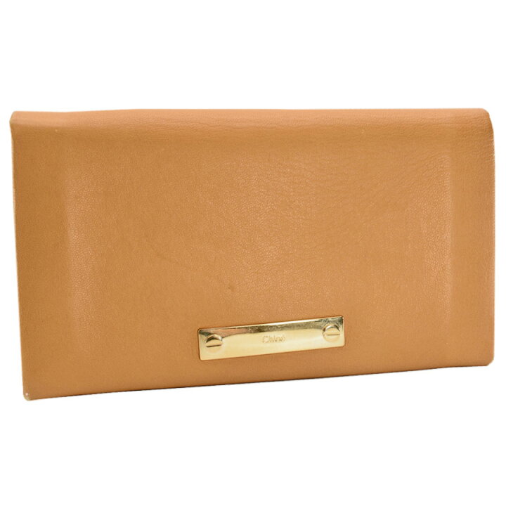 楽天市場】クロエ Chloe 長財布 オレンジxゴールド レザーx金属素材  
