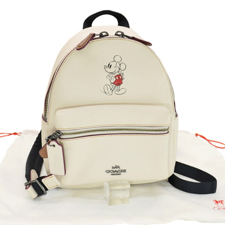 楽天市場 コーチ Coach リュックサック ディズニー コラボ ミッキー アイボリーｘブラック レザーｘナイロン バックパック レディース 中古 定番人気 K9303 ブランドバリュー