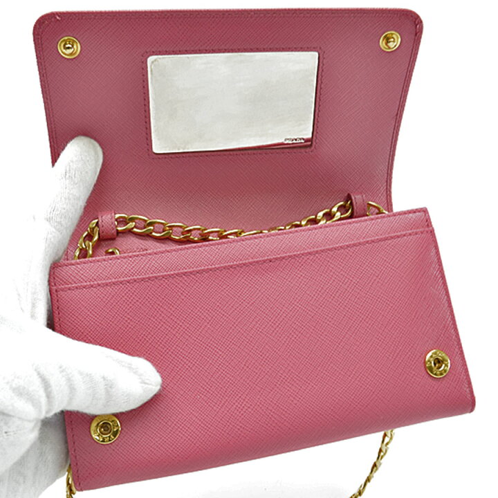 楽天市場】プラダ PRADA 長財布 ピンクxゴールド レザーx金属素材  